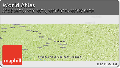 Physical Panoramic Map of the Area around 2° 27' 3" S, 20° 28' 30" E