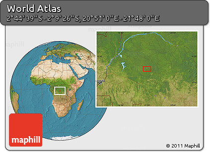 Satellite Location Map of the Area around 2° 27' 3" S, 21° 19' 30" E