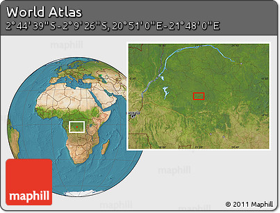 Satellite Location Map of the Area around 2° 27' 3" S, 21° 19' 30" E
