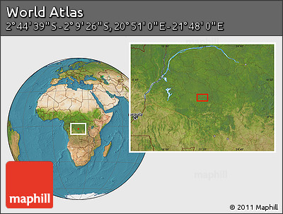 Satellite Location Map of the Area around 2° 27' 3" S, 21° 19' 30" E