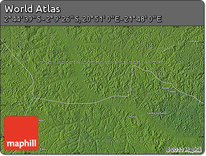 Satellite Map of the Area around 2° 27' 3" S, 21° 19' 30" E