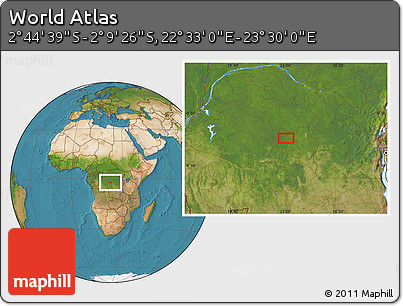 Satellite Location Map of the Area around 2° 27' 3" S, 23° 1' 29" E