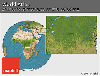 Satellite Location Map of the Area around 2° 27' 3" S, 23° 1' 29" E