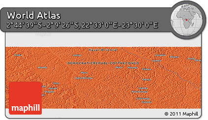Political Panoramic Map of the Area around 2° 27' 3" S, 23° 1' 29" E