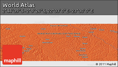 Political Panoramic Map of the Area around 2° 27' 3" S, 23° 1' 29" E