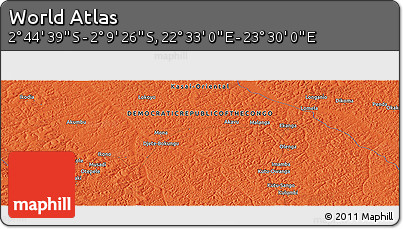 Political Panoramic Map of the Area around 2° 27' 3" S, 23° 1' 29" E