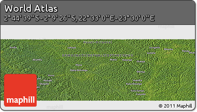 Satellite Panoramic Map of the Area around 2° 27' 3" S, 23° 1' 29" E