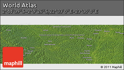 Satellite Panoramic Map of the Area around 2° 27' 3" S, 23° 1' 29" E