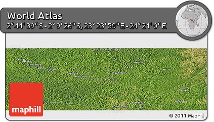 Satellite Panoramic Map of the Area around 2° 27' 3" S, 23° 52' 30" E