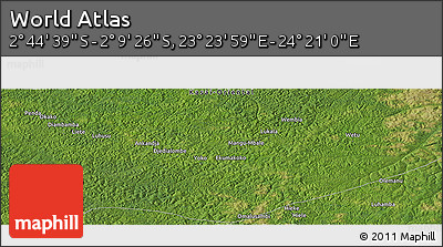 Satellite Panoramic Map of the Area around 2° 27' 3" S, 23° 52' 30" E