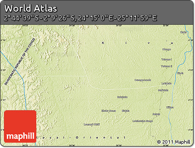 Physical Map of the Area around 2° 27' 3" S, 24° 43' 30" E