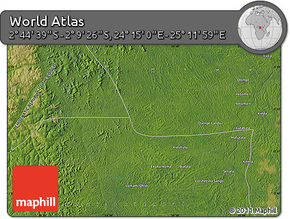 Satellite Map of the Area around 2° 27' 3" S, 24° 43' 30" E