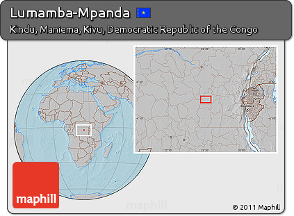 Gray Location Map of Lumamba-Mpanda, hill shading