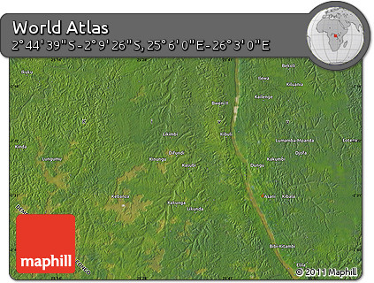 Satellite Map of the Area around 2° 27' 3" S, 25° 34' 30" E