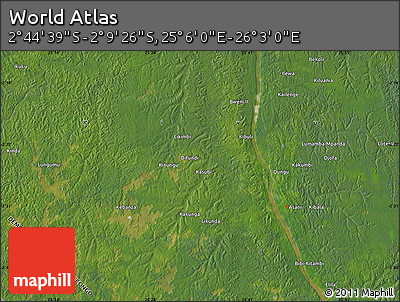 Satellite Map of the Area around 2° 27' 3" S, 25° 34' 30" E