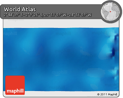 Shaded Relief 3D Map of the Area around 2° 27' 3" S, 25° 25' 29" W