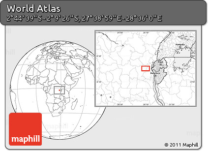 Blank Location Map of the Area around 2° 27' 3" S, 28° 7' 30" E