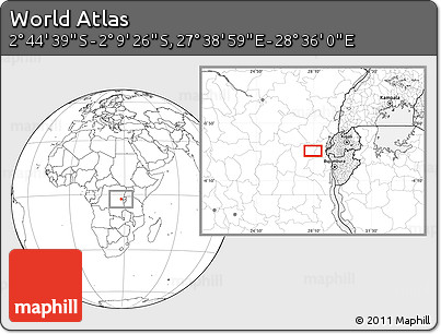 Blank Location Map of the Area around 2° 27' 3" S, 28° 7' 30" E