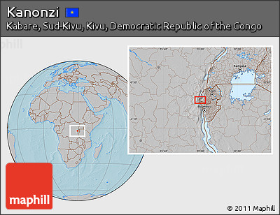 Gray Location Map of Kanonzi, hill shading