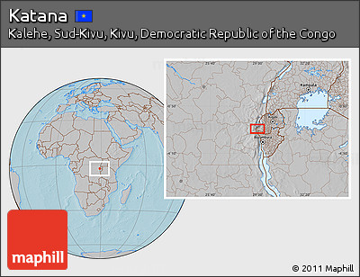 Gray Location Map of Katana, hill shading