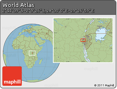 Savanna Style Location Map of the Area around 2° 27' 3" S, 28° 58' 30" E