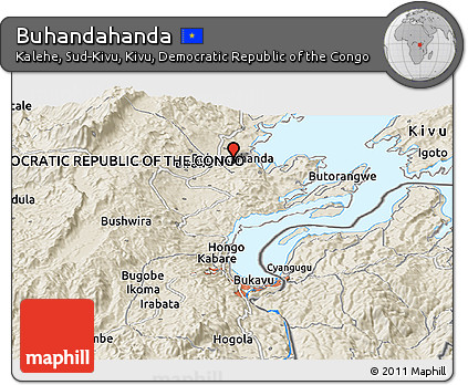 Shaded Relief Panoramic Map of Buhandahanda