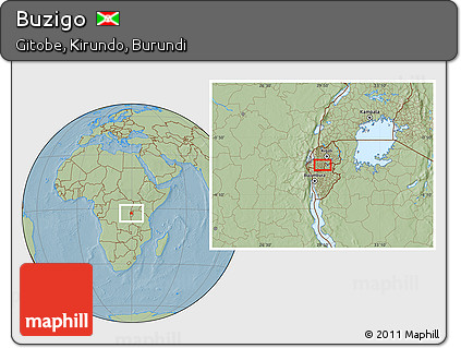 Savanna Style Location Map of Buzigo, hill shading