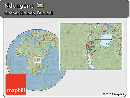 Savanna Style Location Map of Ndengane, hill shading