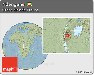 Savanna Style Location Map of Ndengane, hill shading