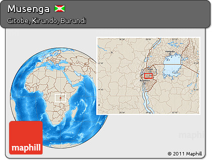 Shaded Relief Location Map of Musenga