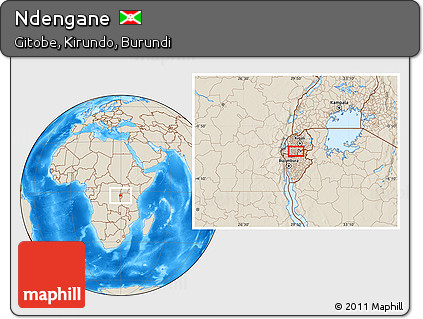 Shaded Relief Location Map of Ndengane