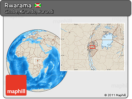 Shaded Relief Location Map of Rwarama