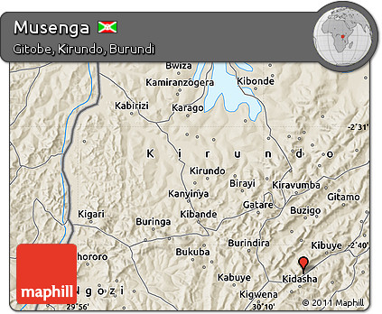 Shaded Relief Map of Musenga