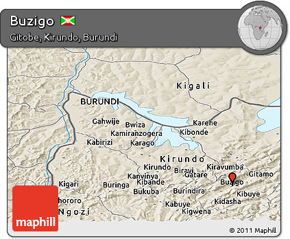 Shaded Relief Panoramic Map of Buzigo