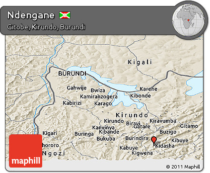 Shaded Relief Panoramic Map of Ndengane