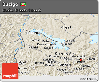 Shaded Relief Panoramic Map of Buzigo