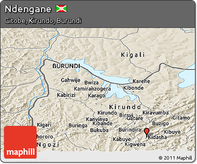 Shaded Relief Panoramic Map of Ndengane