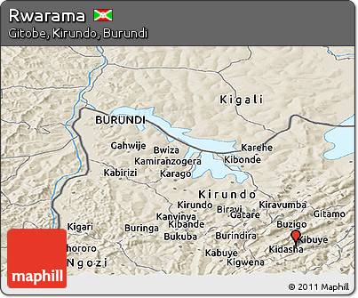 Shaded Relief Panoramic Map of Rwarama