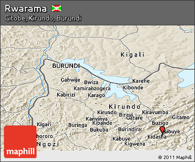 Shaded Relief Panoramic Map of Rwarama