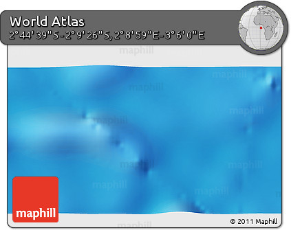 Shaded Relief 3D Map of the Area around 2° 27' 3" S, 2° 37' 30" E