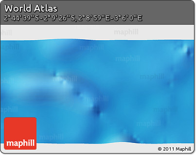 Shaded Relief 3D Map of the Area around 2° 27' 3" S, 2° 37' 30" E