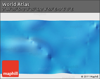 Shaded Relief 3D Map of the Area around 2° 27' 3" S, 2° 37' 30" E
