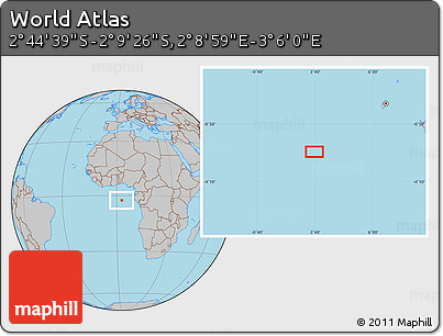 Gray Location Map of the Area around 2° 27' 3" S, 2° 37' 30" E