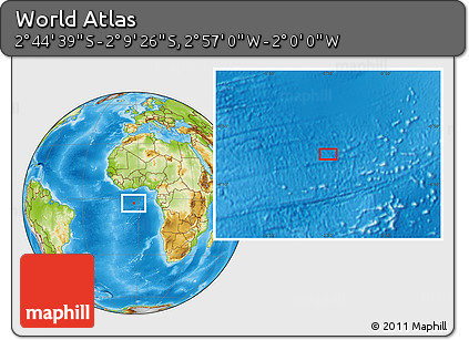 Physical Location Map of the Area around 2° 27' 3" S, 2° 28' 30" W