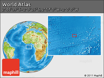 Physical Location Map of the Area around 2° 27' 3" S, 2° 28' 30" W