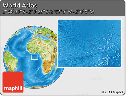 Physical Location Map of the Area around 2° 27' 3" S, 2° 28' 30" W