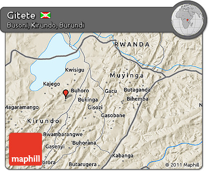 Shaded Relief 3D Map of Gitete