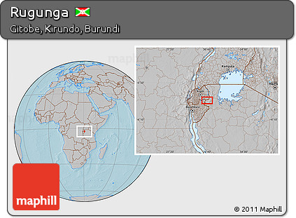 Gray Location Map of Rugunga, hill shading