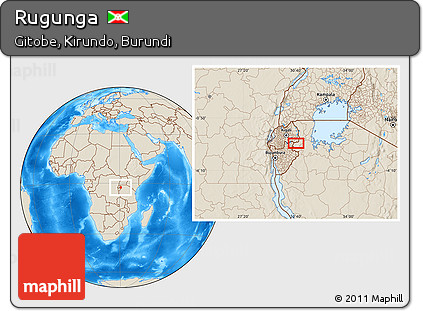 Shaded Relief Location Map of Rugunga