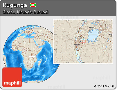 Shaded Relief Location Map of Rugunga